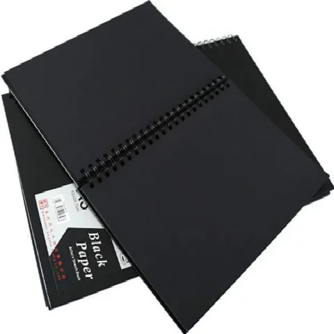 A4 A3 Black Card Book 120 Pages Black Card Paper Inner Page Coil Book Graffiti A3 Photo Album DIY Black Sketchbook Notebook