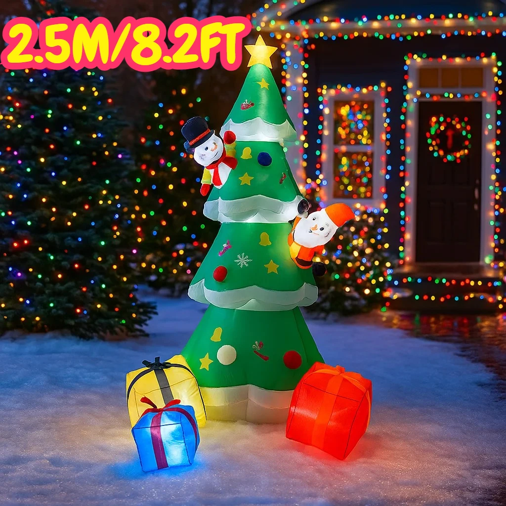 2.5M/8.2FT Inflatable Christmas Tree Santa Claus Snowman Lights LED Home Decorations Toys Yard Outdoor Inflatable Decorations