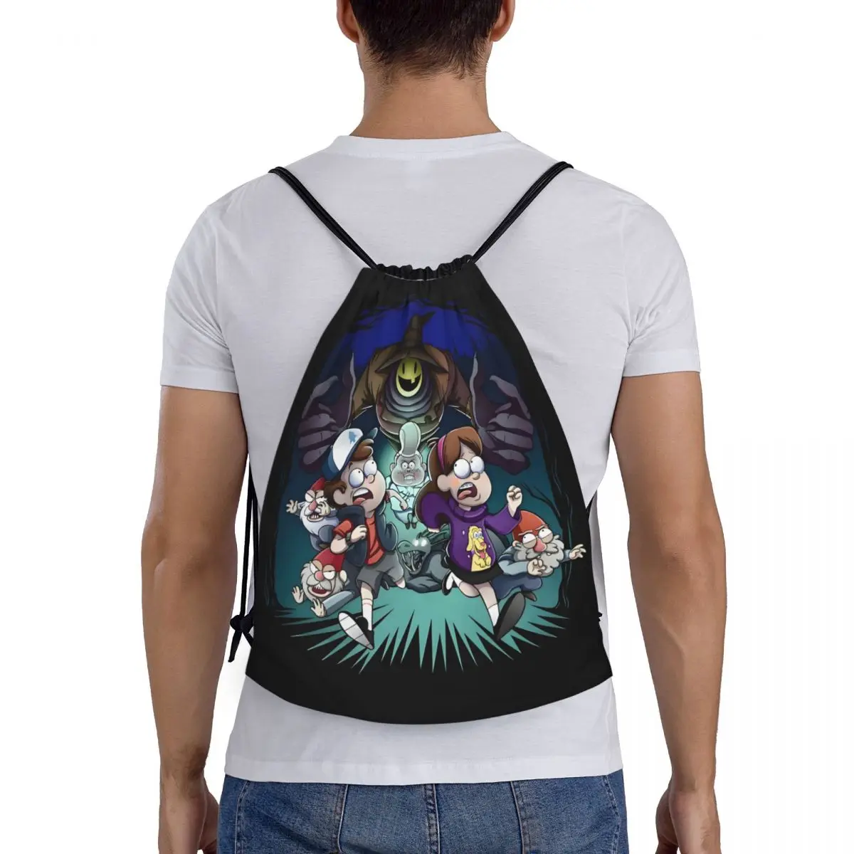 حقائب ظهر برباط من المسلسلات التلفزيونية الكوميدية Gravity Falls خفيفة الوزن كرتونية Anime Kawaii Gym Sports Sackpack أكياس للتدريب #5