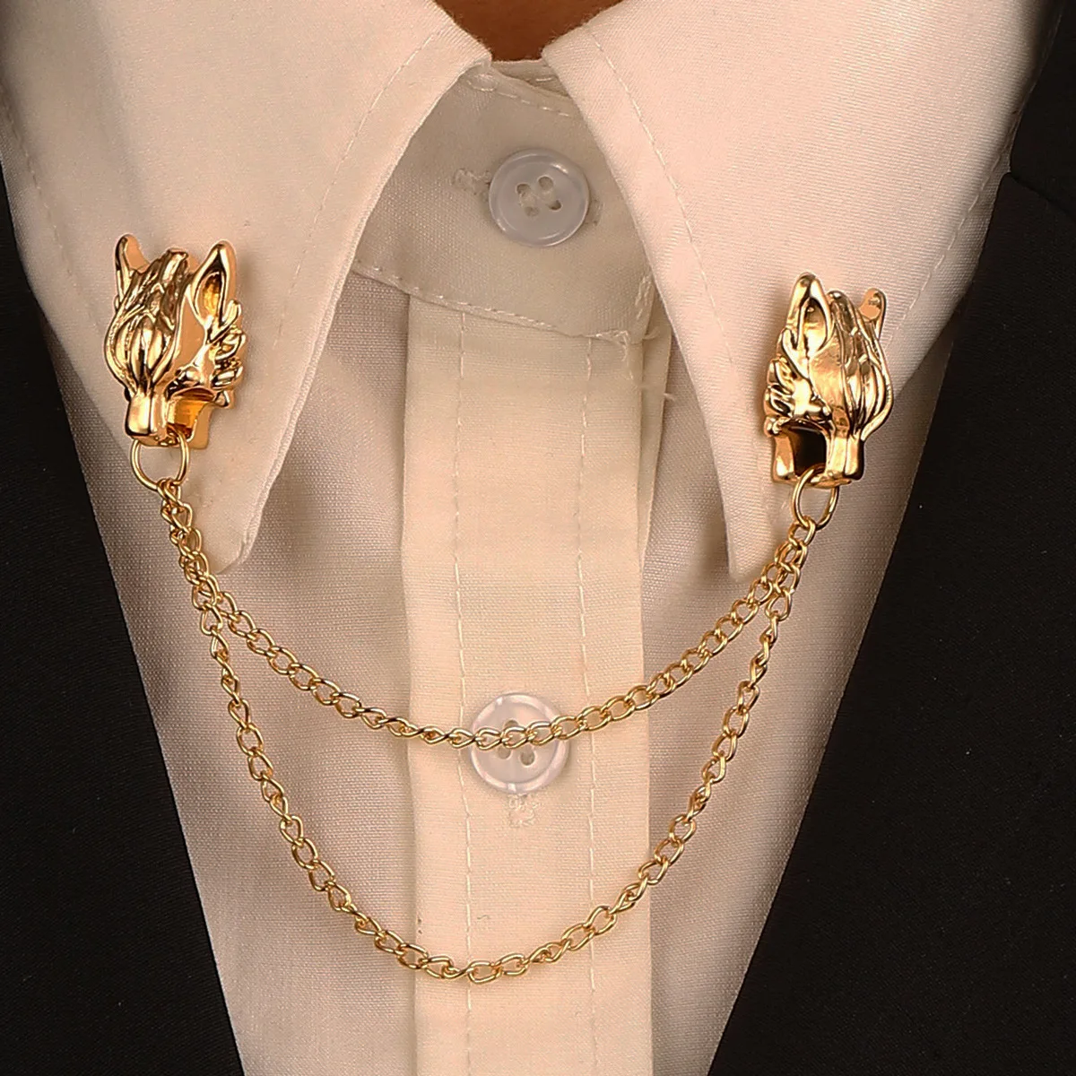 Retro Sternzeichen Wolf Kopf Tier Kette Brosche männer Anzug Revers Pin Mode Elegante Business Party Schmuck Pins Geschenk