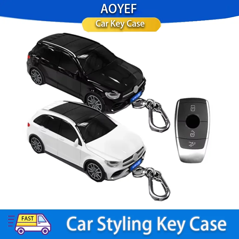 

For Mercedes Benz GLC Car Key Cover Car Model Key Protective Case Creative Personalized Gift Key Fob Pack Buckle Accessories
