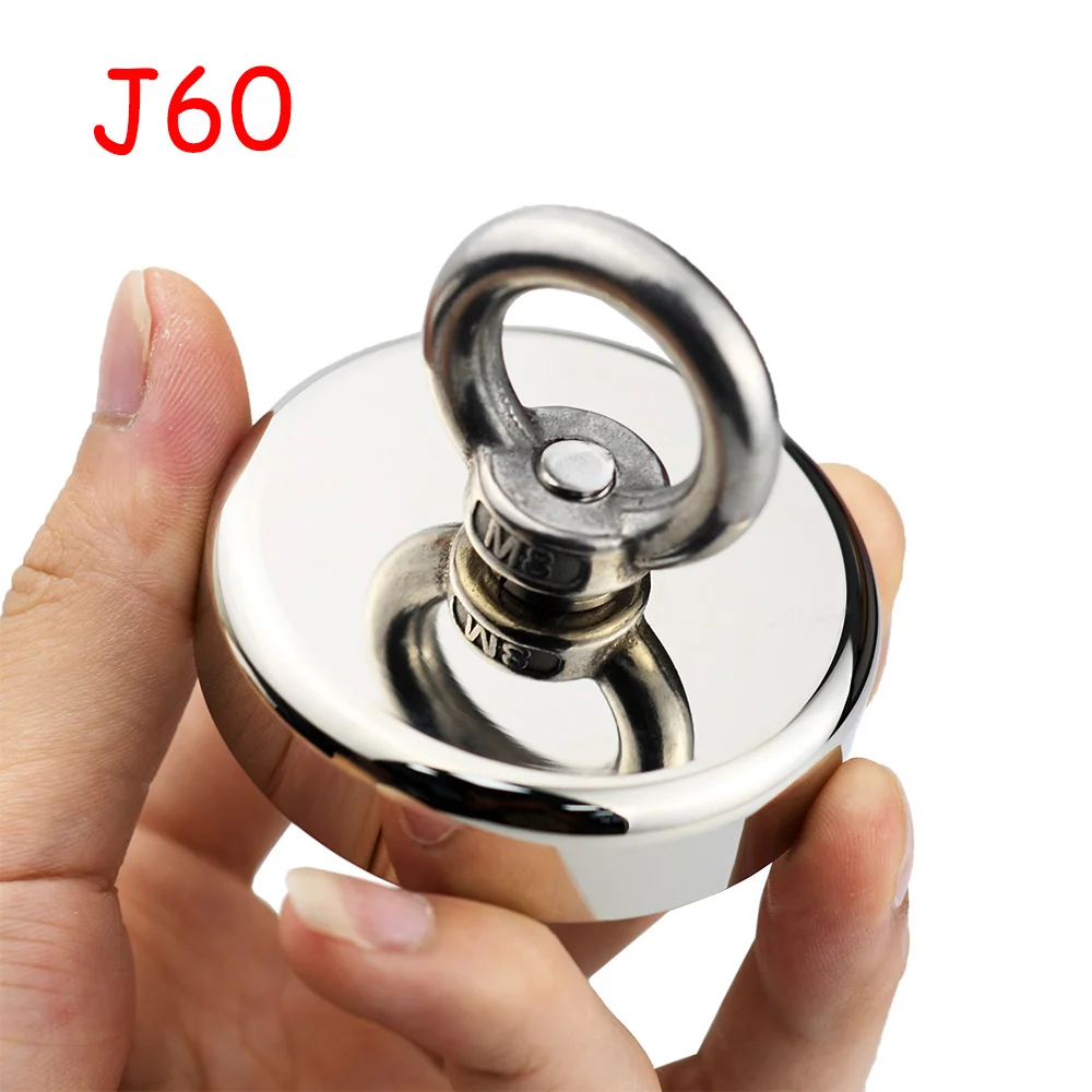 

Super Strong Neodymium Magnet Heavy Duty Rare Earth Magnet 60 mm with Countersunk Hole Eyebolt for Fishing Magnet Strong Magnet