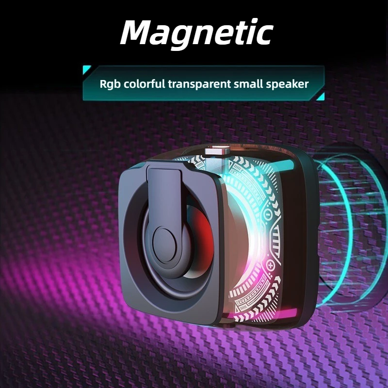 مكبر صوت بلوتوث مغناطيسي محمول لاسلكي لعبة الموسيقى في الهواء الطلق السفر مكتب بطاقة صغيرة ستيريو Rgb الضوء المحيط مكبر صوت صغير #2