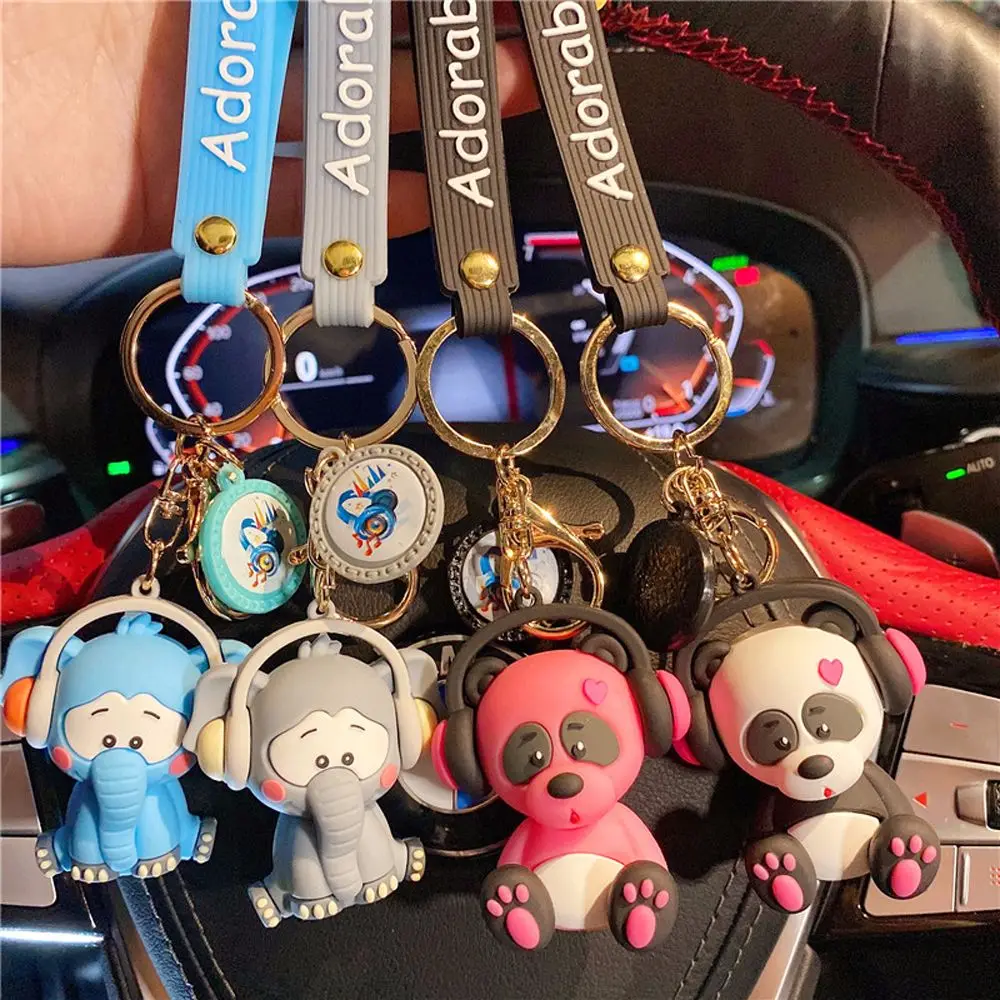 Accessories Couple Keyring Gift For Women Car Keyring Rock Music Elephant Panda Keychain Bag Pendant