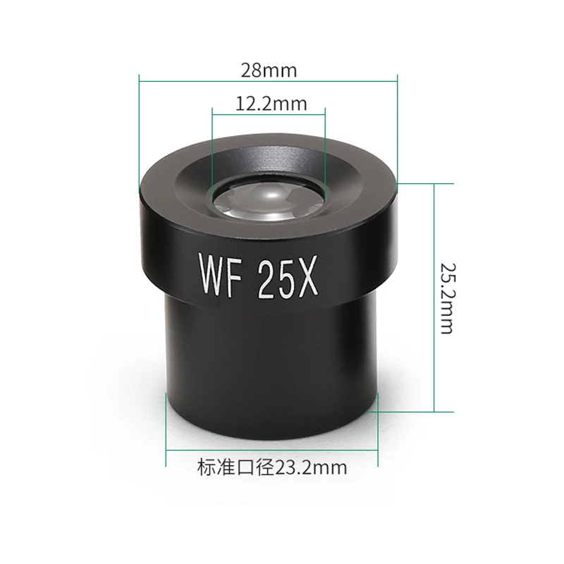 WF10X 10 مللي متر مجال VIew زاوية واسعة مجهر بيولوجي عدسة معدنية رؤية كبيرة لحجم الأنبوب 23.2 مللي متر
