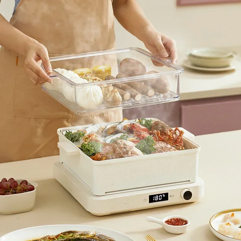 

Hot sales Frying Oven Multi-function Cooking Pot Barbecue All-in-one Pot Electric Grill Plate Home Hot Pot Barbecue