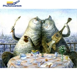 PhotoCustom Framed Painting By Numbers Kits On Canvas Cat Animal Picture By Number Acrylie Paint Home Arts