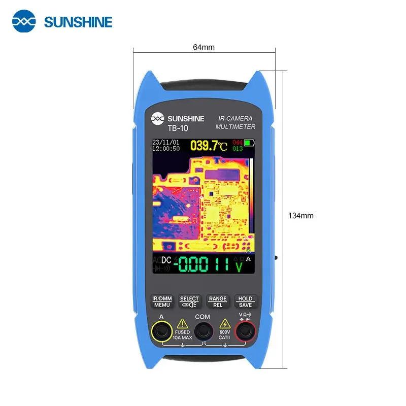 SUNSHINE TB-10 เครื่องตรวจจับการถ่ายภาพความร้อนแบบใช้มือถือและมัลติมิเตอร์หลายภาษาพร้อมเทคโนโลยี Super-Resolution 96*96 ISR 240x240