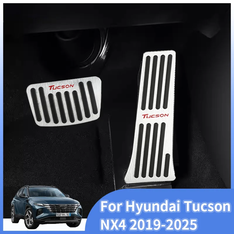 

Car Gas Fuel Brake Pedal Accelerator Non-Drilling Cover Pad Case Rest Frame For Hyundai Tucson NX4 Hybrid N Line 2019 - 2025