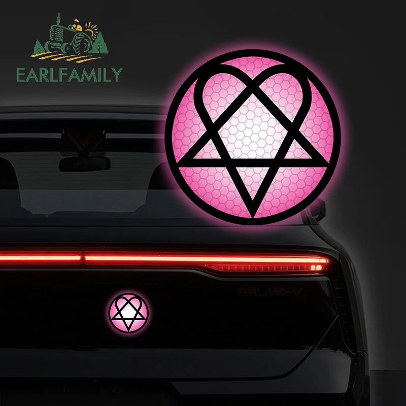 EARLFAMILY Heartagram Pink Decal Funny Reflective Car Styling Sticker Waterproof Auto Motor Decoration Graphics Car Stickers