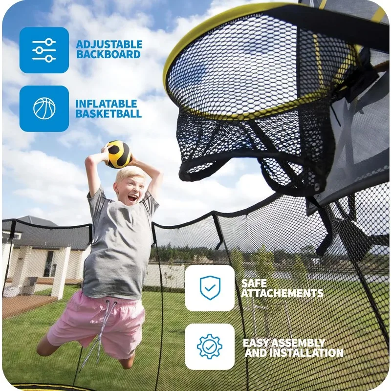 مرفق حلقة ترامبولين ناعمة من سبرينجفري للأطفال/الكبار مع كرة السلة والمضخة، FlexrHoop