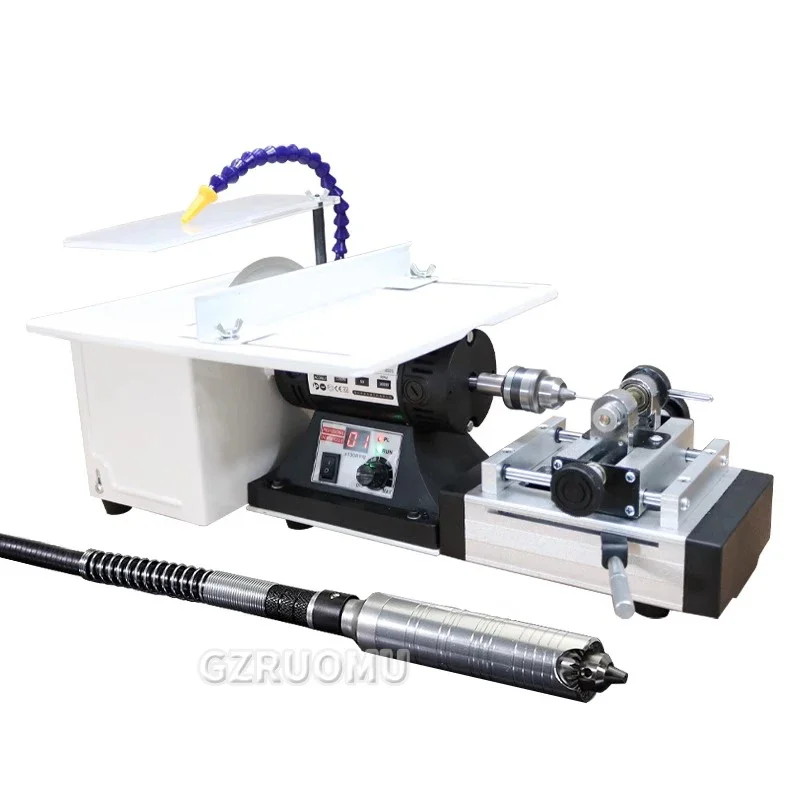 5 IN 1 Multifunctional Desktop Polishing Machine Woodworking Jade Carving Grinding Cutting Machine Round Bead Punching Machine