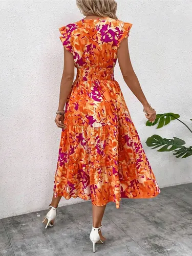 Imagen 2 del producto NOVEDAD DE VERANO 2025, vestido sin mangas con hombros descubiertos para mujer, estilo bohemio, cintura elástica, volantes, capas retorcidas