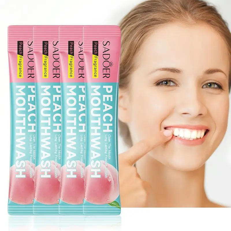 

10ml SADOER Natural Lemon Peach Mouthwash Whitening Flavor Freshening Cleaning Debris Between Teeth Oral Freshening Mouthwash