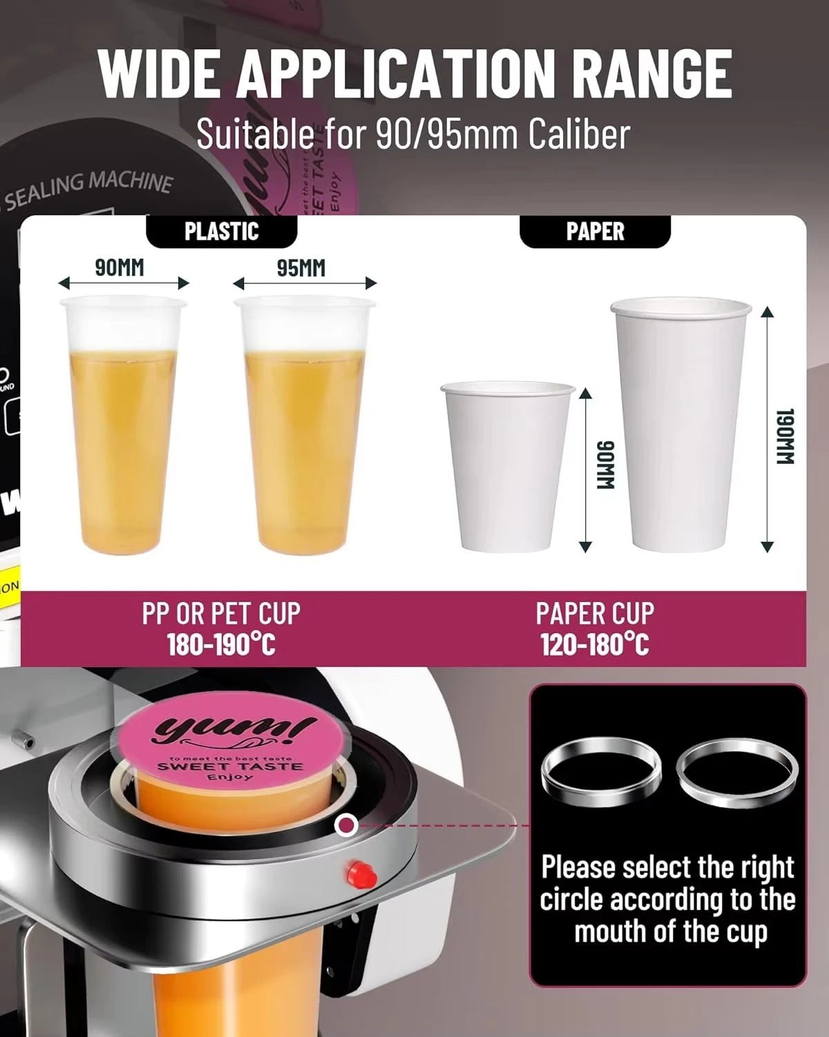 C0/3.54/3.74IN Macchina per sigillare tazze bianche elettriche Macchina per sigillare tazze completamente automatica 89/90/95MM 3.5