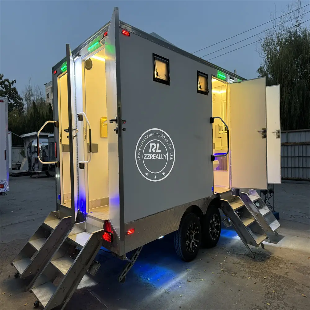 屋外キャンプ用ポータブルバスルームシャワー、移動式公共トイレ、豪華レストルームトレーラー、セルフクリーニングトイレルーム