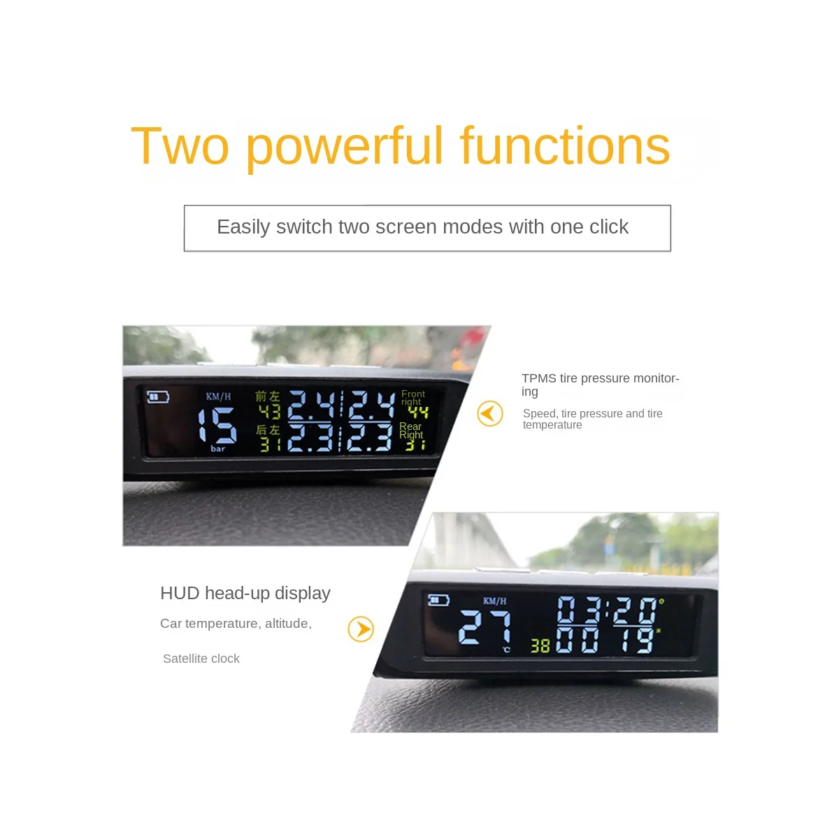 X1 Car HUD Head-Up Display Steel Tire Pressure Monitoring Built-in Solar Energy Detection TPMS System Built-in