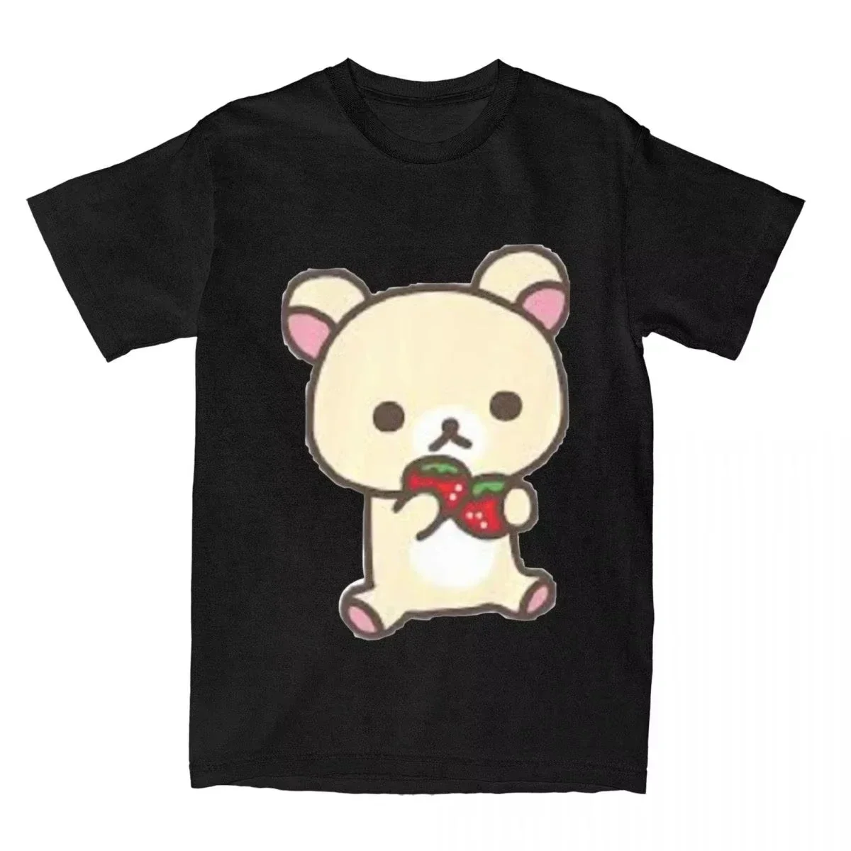 Leisure Rilakkuma Strawberries T-Shirts Women Round CollarT Shirts Animal Bear Short Sleeve Tees Women Tops