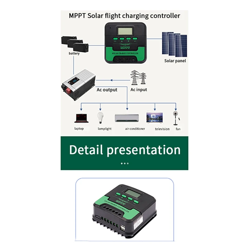 Solar Charge Controller LCD Display Auto Lead Acid Lithium Battery Charge Solar 20Amp 12V/24V MPPT