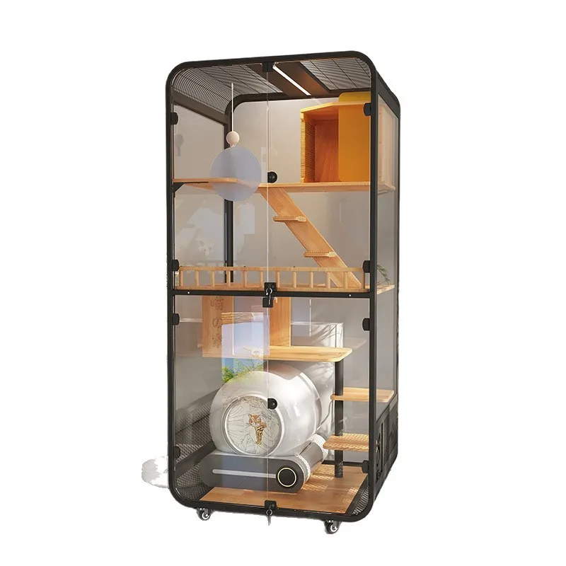 

Шкаф для домашних животных из цельного дерева, большая клетка, кошачий туалет, кошачий туалет, можно разместить сумку для кошачьего туалета, большое пространство