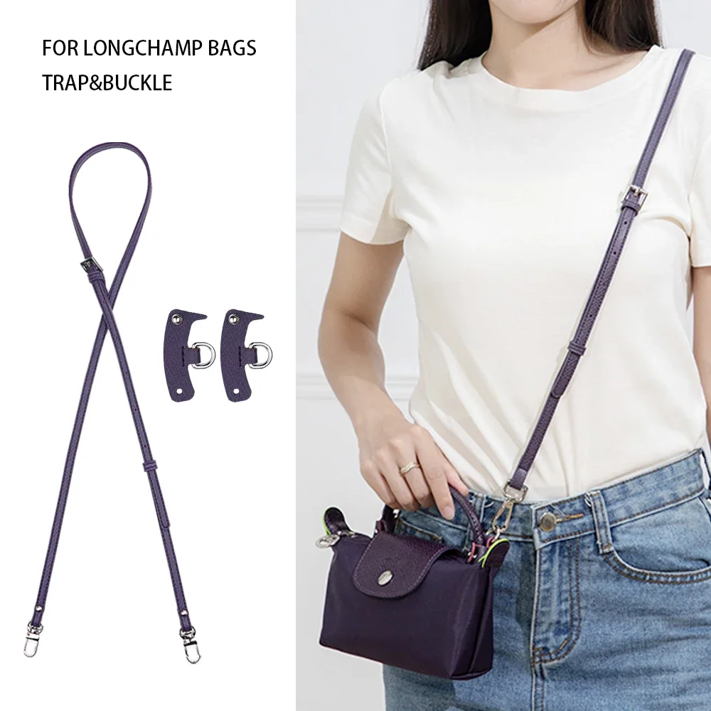 Bolsa Strap para Longchamp Mini Bag, Alça de Ombro, Modificação de Bolsa, Crossbody, Sacos De Couro Genuíno, Acessórios, 3pcs por conjunto