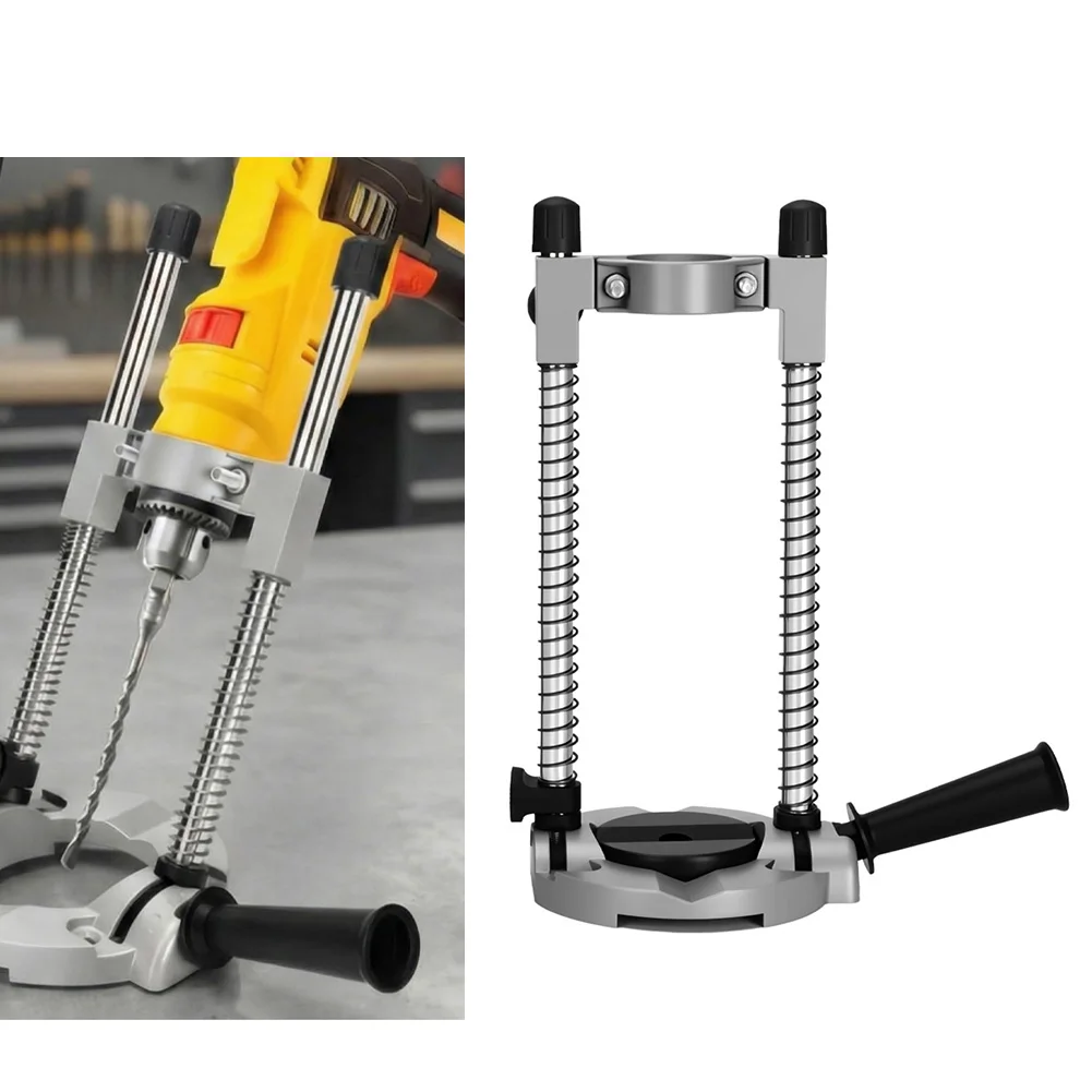 Adjustable 90 Degree Angle Drill Holder Stand Metal Positioning Bracket For Electric Drill 40-50mm Clamping Hole Spacing Tool