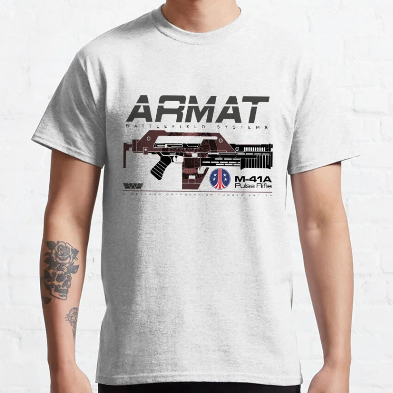 

Aliens M41A ARMAT Pulse Rifle Weyland Yutani Nostromo Retro Sic-Fi Gift T shirt LV-426 Graphic clothes All size Tops S-6XL
