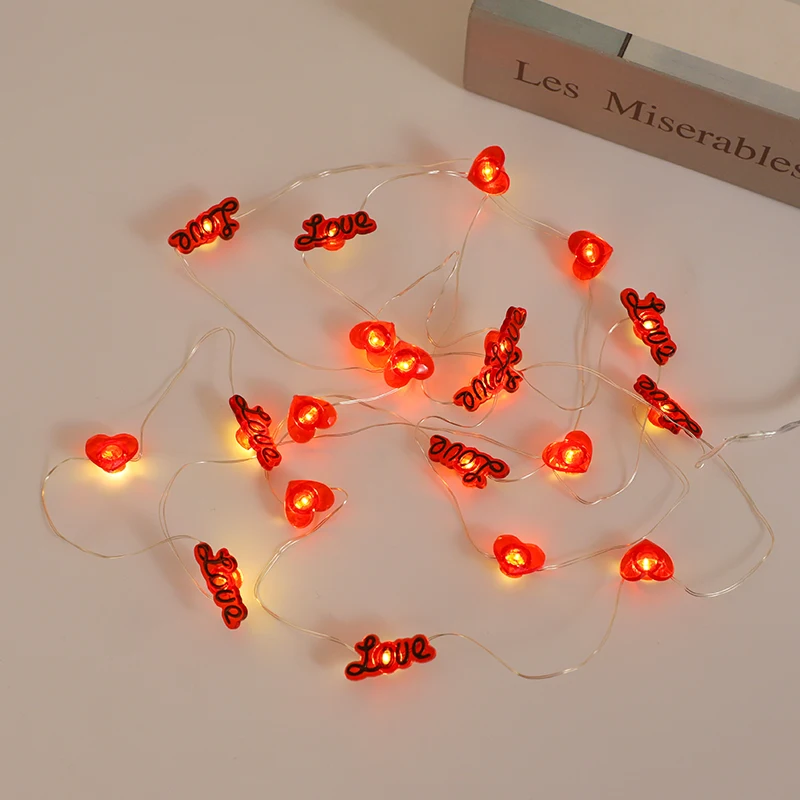 2M 20LED Love Heart String Lights Valentines Day Romantic Decorations Wedding Birthday Party Home Decor Valentines Gifts Suplies