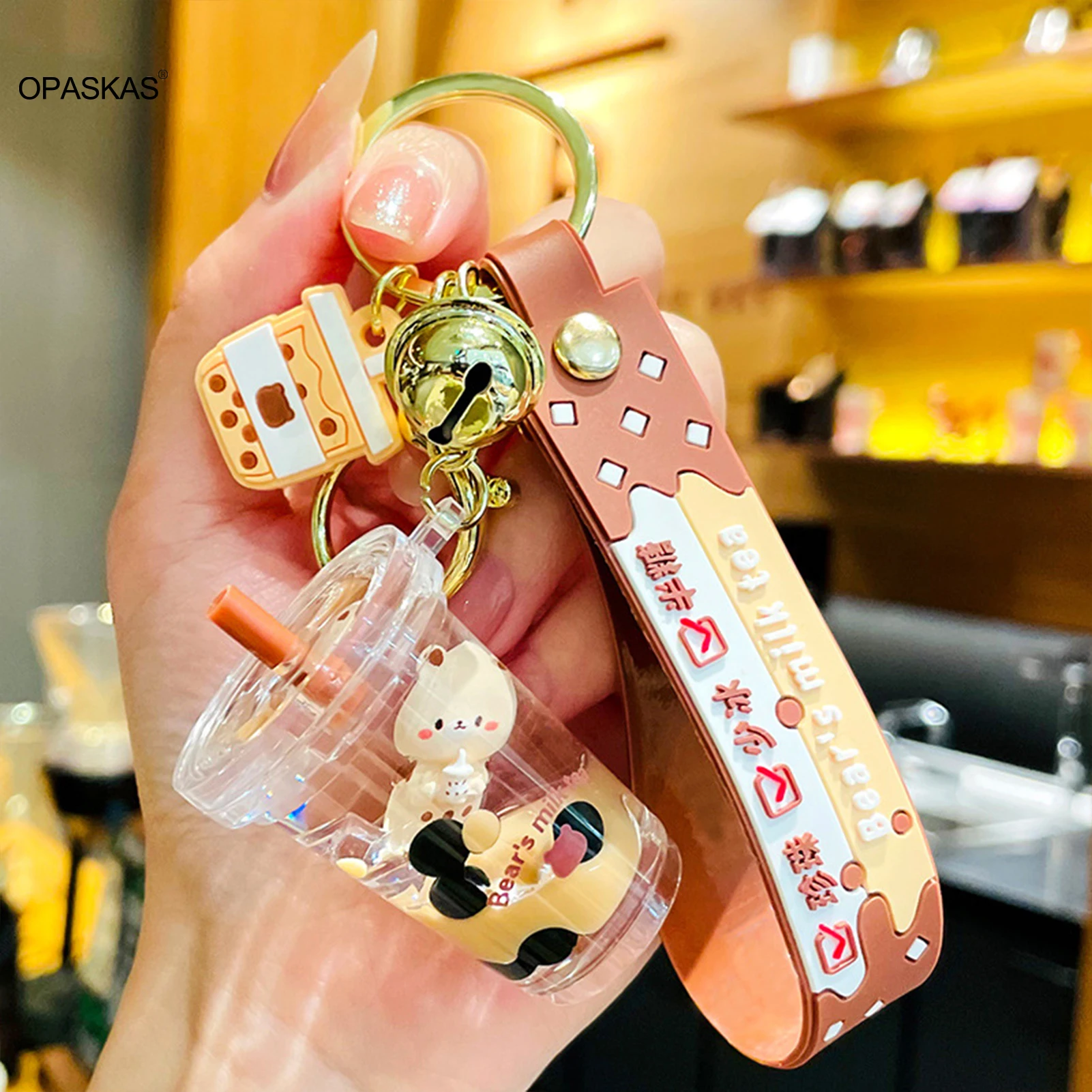 

Cartoon Drink Bottle Keychain bubble tea Keyring liquid Lollipop Cute Mug Cup Cola Key Charm Bag Pendant Key Chain Accessories
