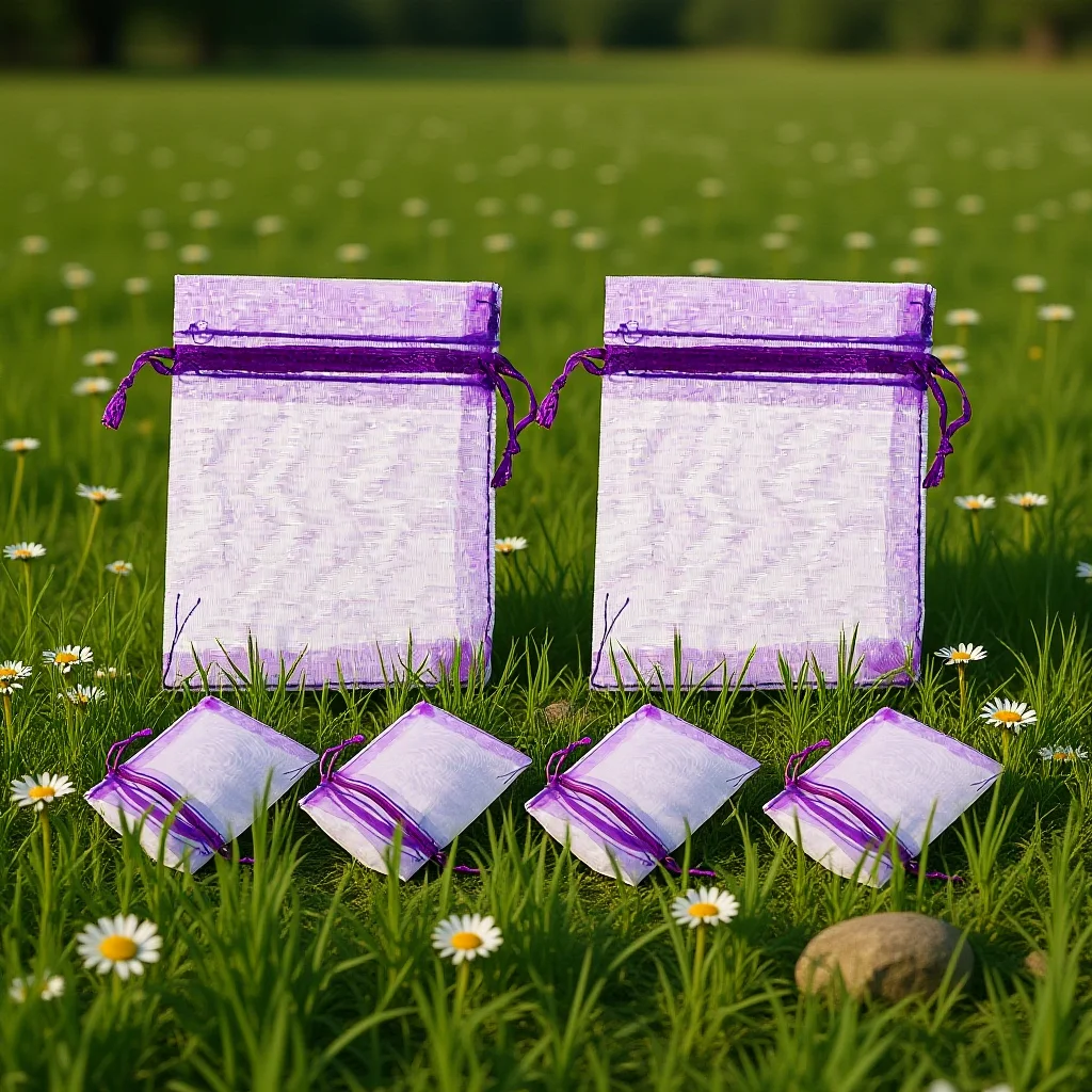 

100Pcs Empty Lavender Sachet Bags Yarn Material Drawstring Design for Small Items Storage Empty Lavender Sachet Bags