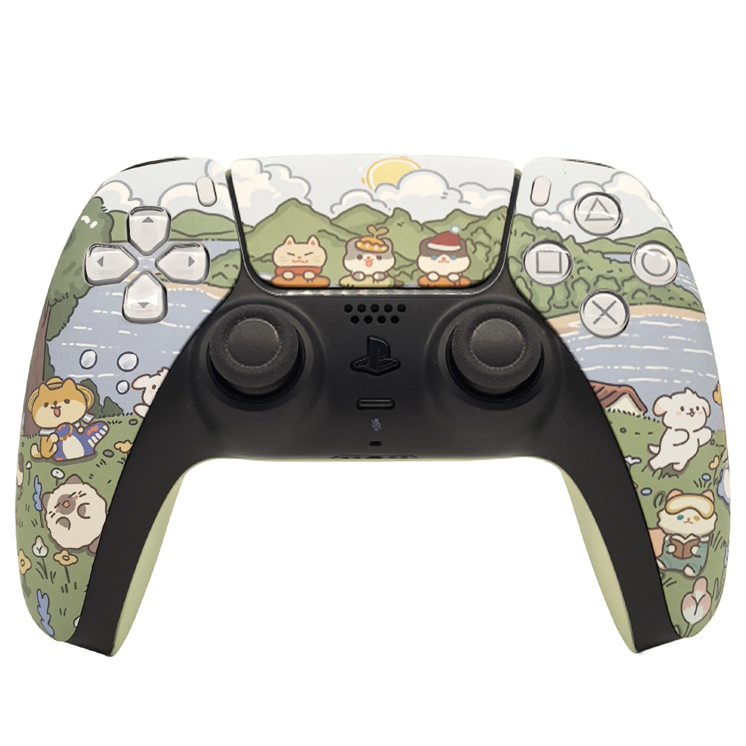 BO5 Cute Animals Soft Touch Coating Replacement Front Shell Touchpad Compatible with ps5 Controller BDM-010/020/030/040/050