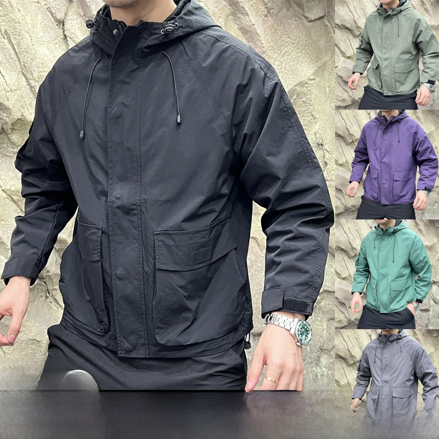 

Outdoor Windproof Waterproof Workwear Jaet Hooded ex Stand Fit Nylon Fabric Autumn Season 3D Tailoring Youth Trend