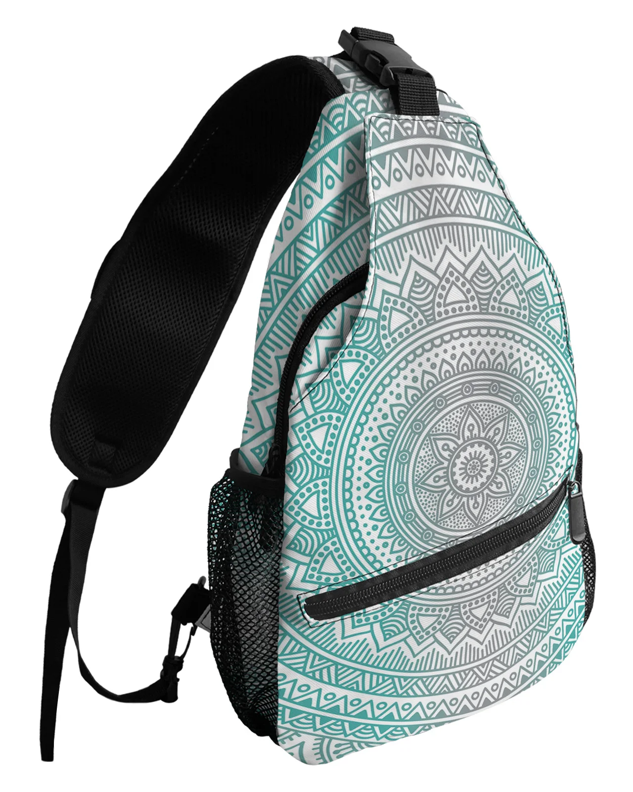 

Mandala Flower Cyan Chest Bags For Women Men Waterproof Messenger Bags Female Travel Sport Adjustable One Shoulder Crossbody Bag