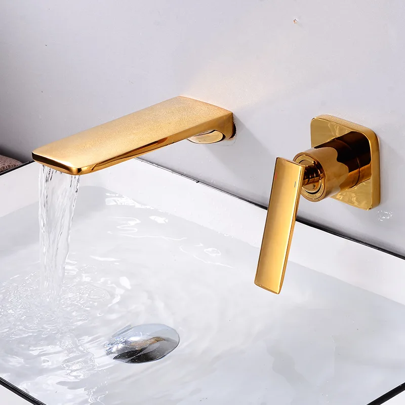 

In-wall bathroom faucets hot and cold concealed embedded box wall hidden wall waterfall basin split faucet