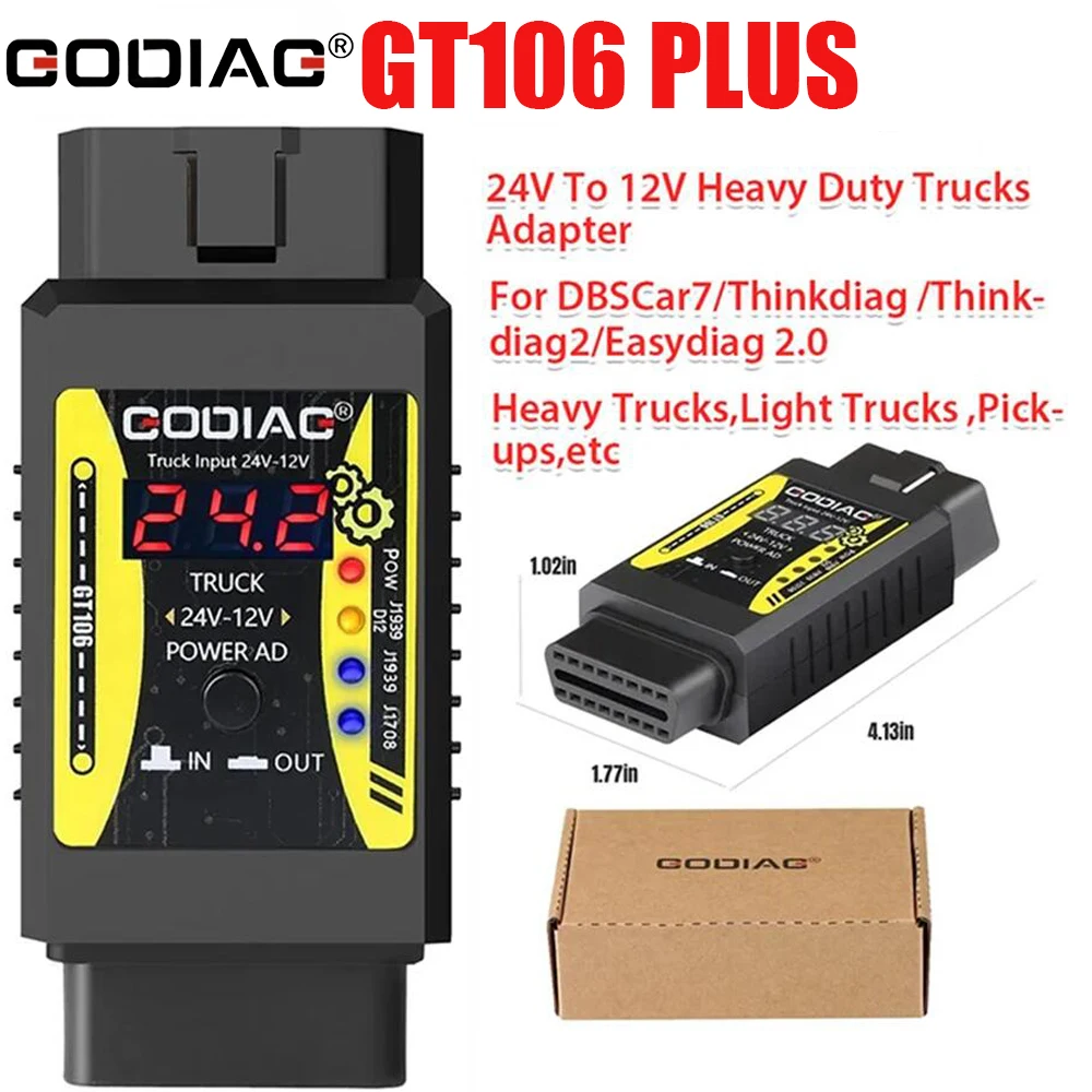 GODIAG GT106 Plus l24V to 12V Heavy Duty Truck Adapter for X431 easydiag/ Golo/ / IDIAG/ ThinkCar/ ICarScan/ GOLO/ DBScar II