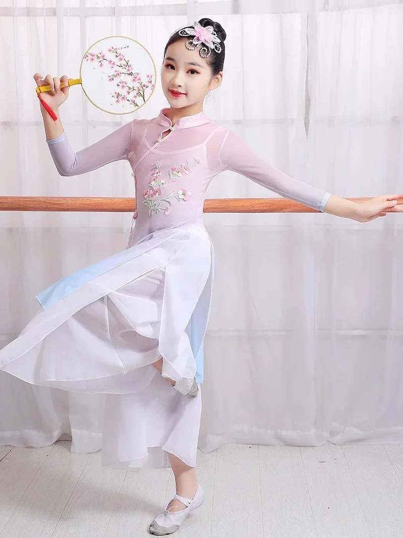 Klasyczne kostiumy do tańca dla dzieci National Fan Yangko Dance Wear Chińska tradycyjna sukienka do tańca Yangko Umbrella dla dzieci