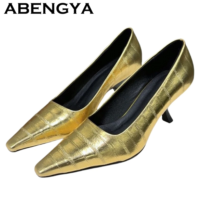 

Лето 2024, туфли на высоком каблуке с острым носком, женские модные туфли на шпильке из натуральной кожи, женские пикантные туфли-лодочки для подиума и вечеринки, Mujer