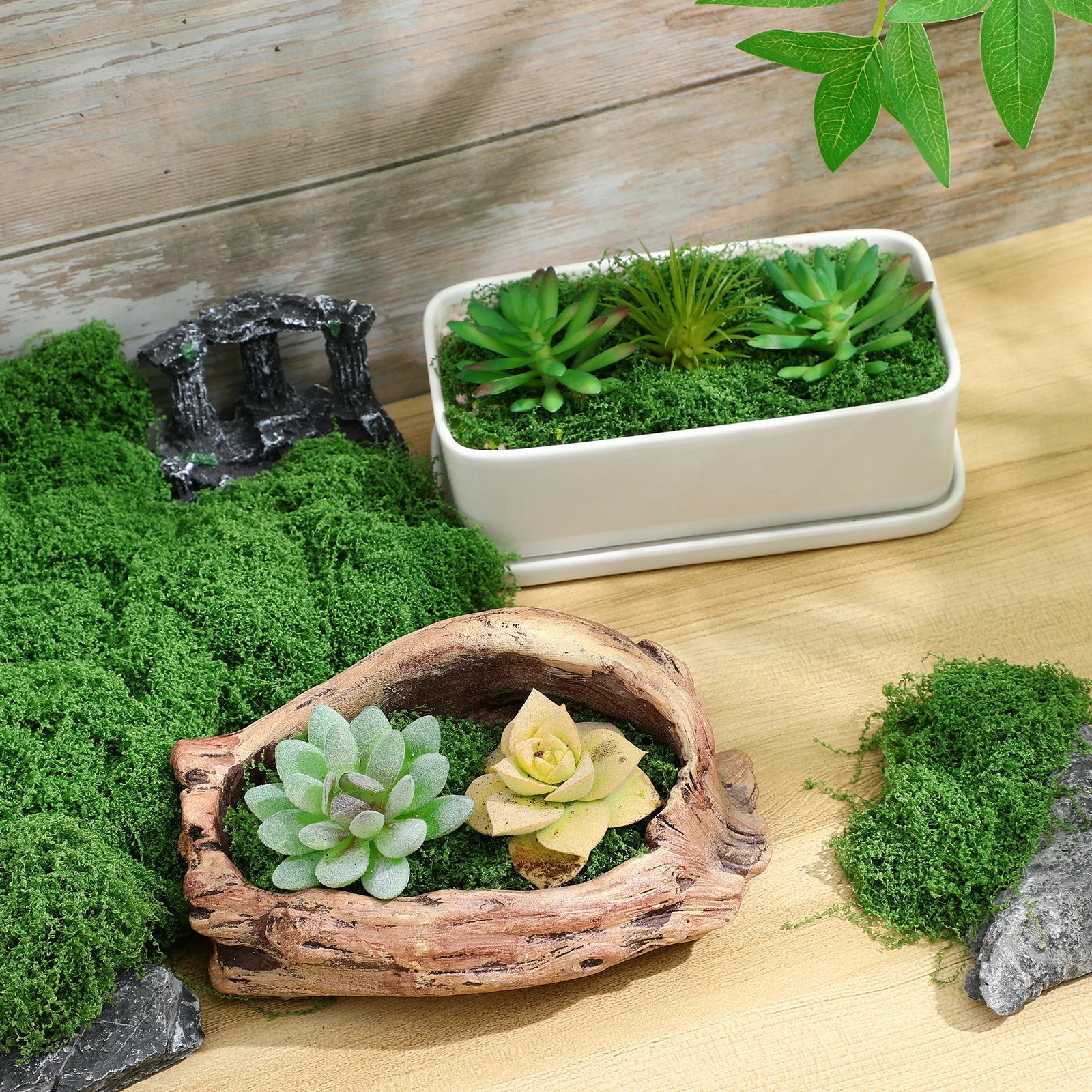 

1 Bag 200G Artificial Crafts: Realistic Fake Moss Decor For Terrariums Home Office Diy Projects, Bulk Craft Moss For Indoor
