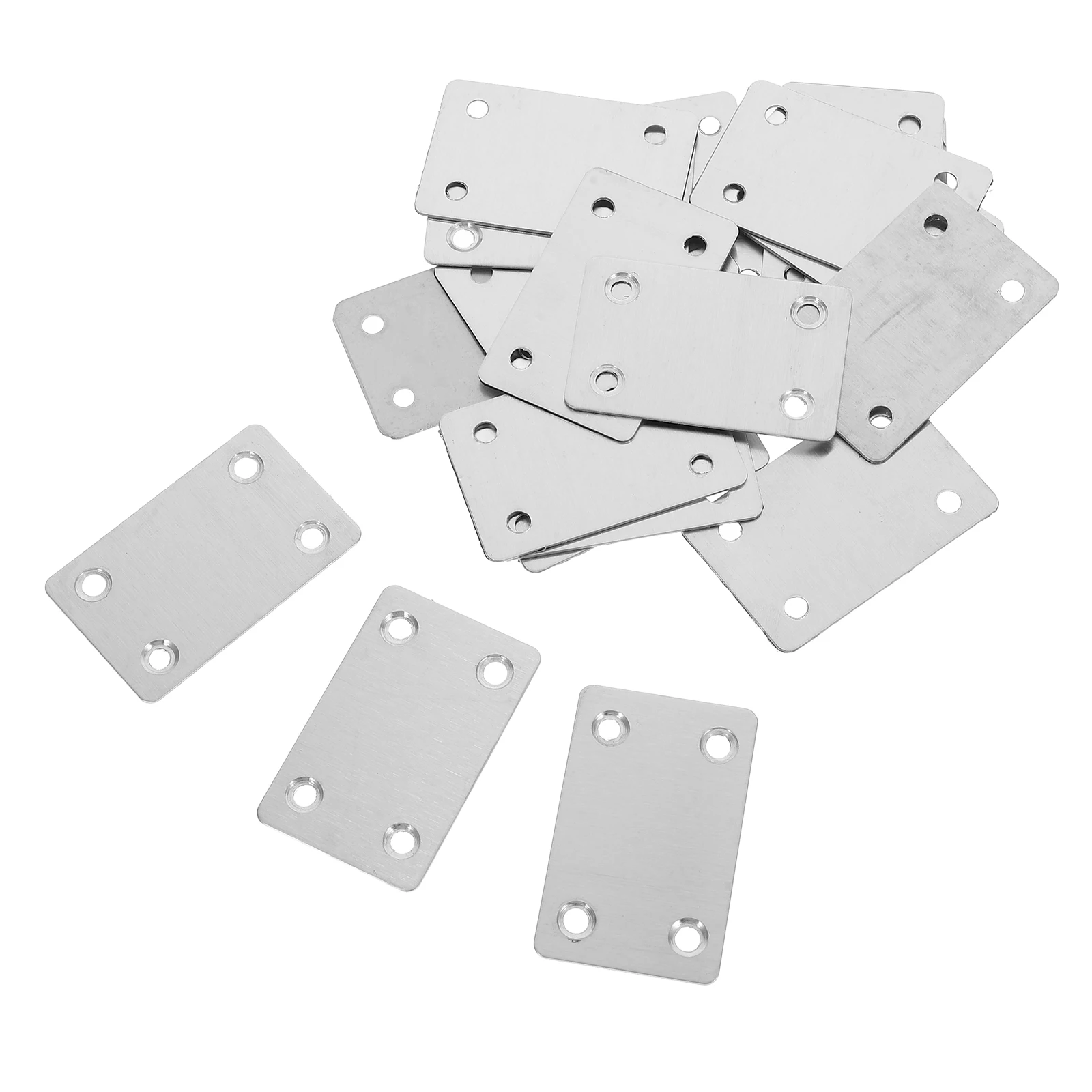 20pcs Stainless Steel Corner Code Flat Joining Plate Straight Bracket Mending Plate Repair Fixing Bracket Support Wood Furniture
