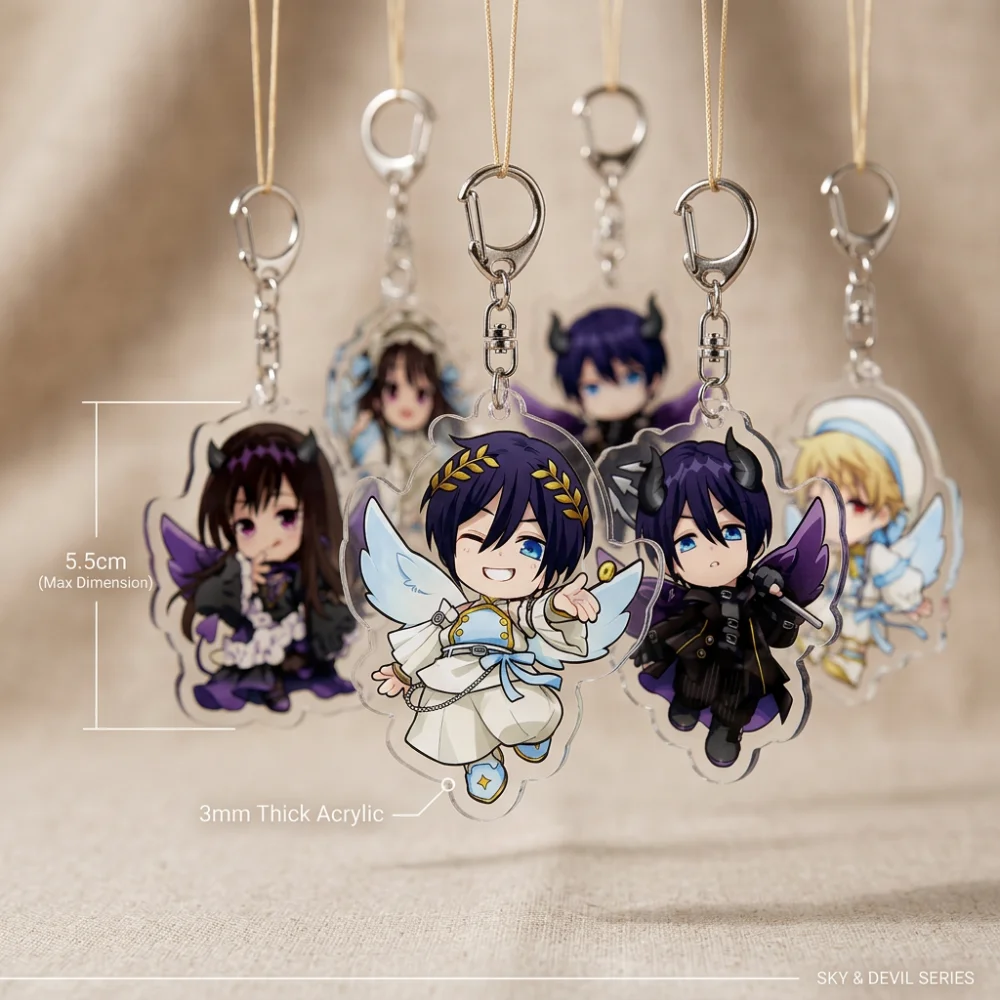 

Anime Noragami Yato & Hiyori Angel Demon Ver. 6cm Acrylic Keychain, Figure Pendant Bag Charm, Fans Collection Desk Decor Gift
