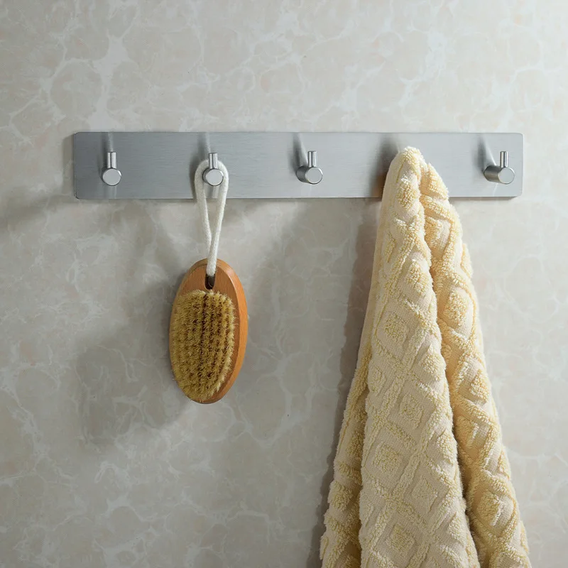 Stainless Steel Bathroom Hook Black Storage Hanger Robe Coat Clothes Self-adhesive Rack Kitchen Hardware