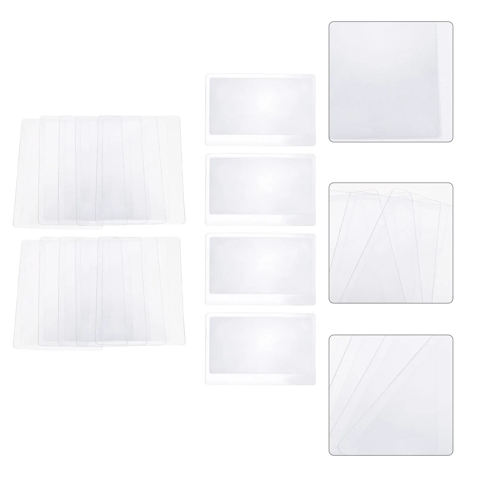 10Pcs Credit Card Sized Magnifying Lens 5X Transparent Plastic Fresnel Sheet Pocket Wallet Bookmark Magnifier for Reading Low
