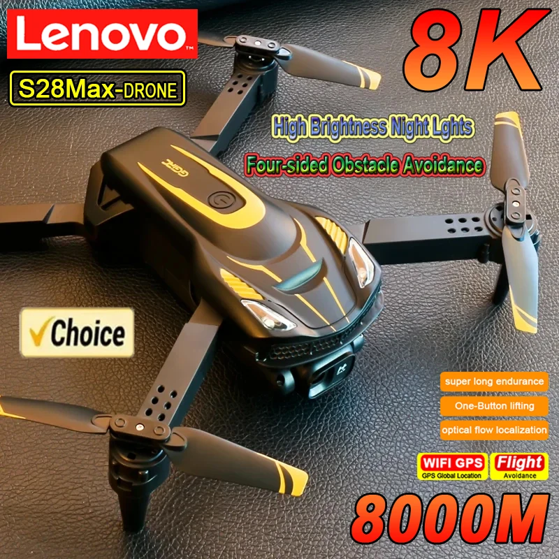 Lenovo S28Max Drone 8K 5G WIFI GPS Professional HD Aerial Photography Dual-Camera Omnidirectional Obstacle Avoidance Quadrotor