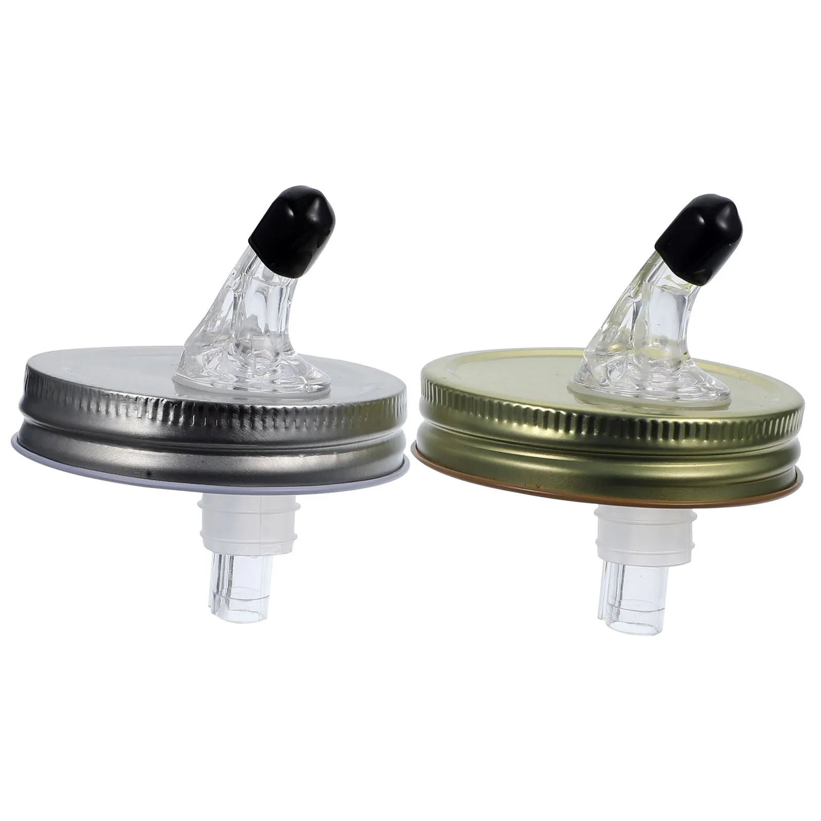 

2 set Mason Pour Lid Wide Mouth Beverage Dispenser Milk Jug Spout Drink Container Cap Food Grade Tin Acrylic Spill Proof Jar