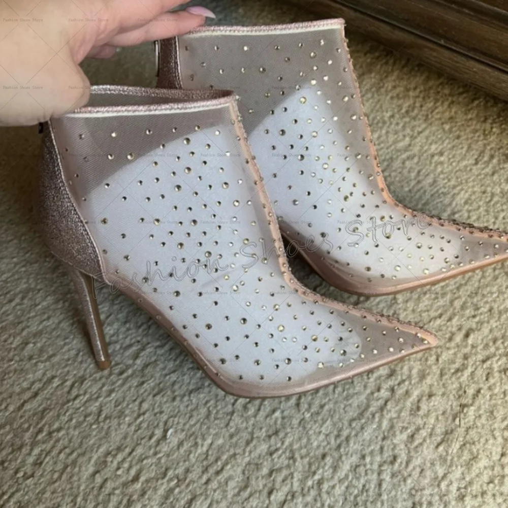 المشمش كريستال أشار تو الأحذية عودة زيبر رقيقة عالية الكعب أحذية عالية الكعب للنساء مثير الكعوب 2025 جديد Zapatos Para Mujere