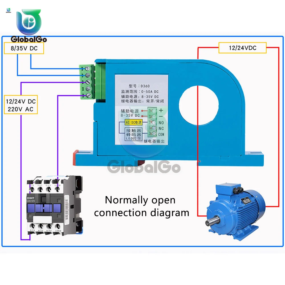 Embedded DC Current Switch Current Sensing Relay DC Current Sensing Switch Hall Sensor D360 0-50A/0-100A