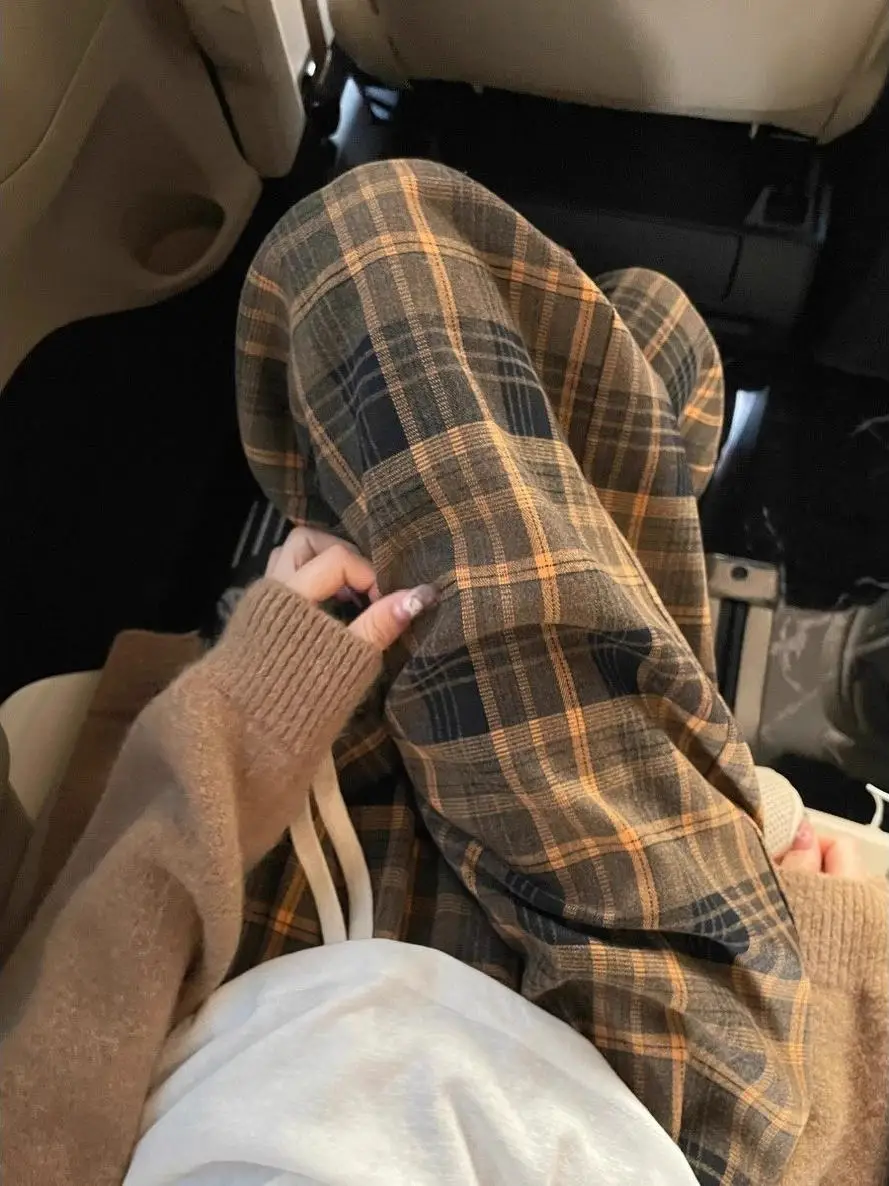 

plus Size 300 Pou Plaid Casual Pants Loose Thin Men's Spring Autumn Wide Leg Pants American Sle Comfortable Soft
