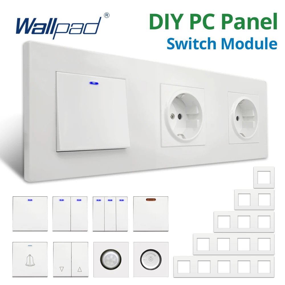 Wallpad White PC Panel Wall Light Switch Function Key Only DIY Free Combination 52*52mm  1 2 3 4 5  Multiple Frame