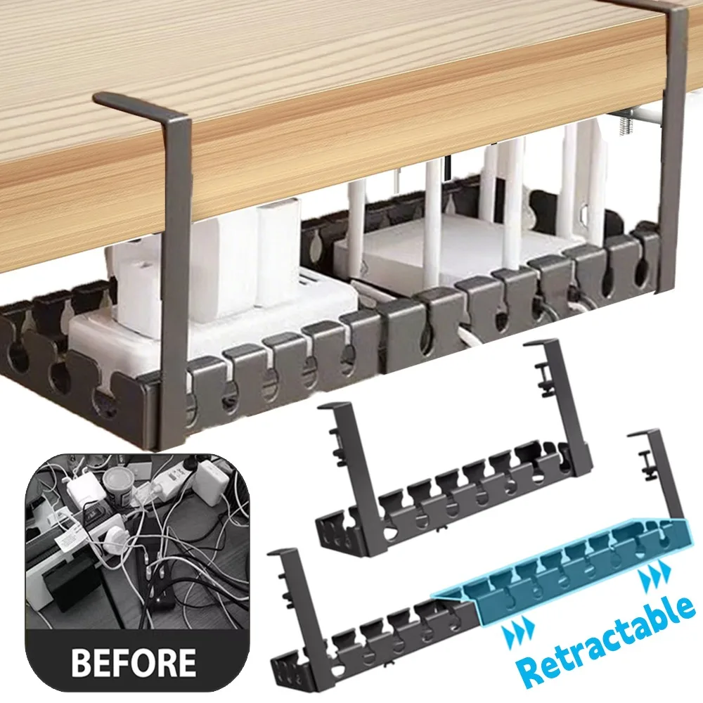 

Поднос для укладки кабелей под столом Выдвижной удлинитель Держатель для укладки шнура Премиум-класса Укрытие шнура под столом Raceway