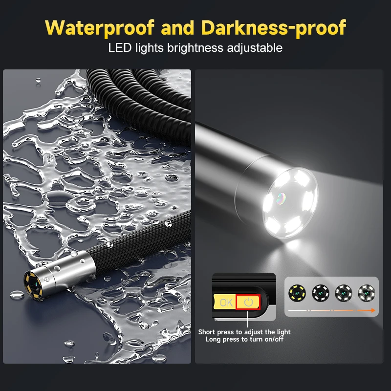 4-Way Articulating Endoscope Joystick 360° Rotation Camera 5Inch Screen 6.2MM Car Inspection Borescope TF Card Removable Battery